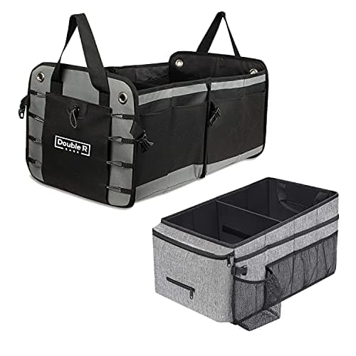 Car Seat Organizer for Kids With Multi- Pockets Car Trunk Organizers and Storage With Cup Holders Adjustable Dividers (Grey, Seat+Trunk Combo)