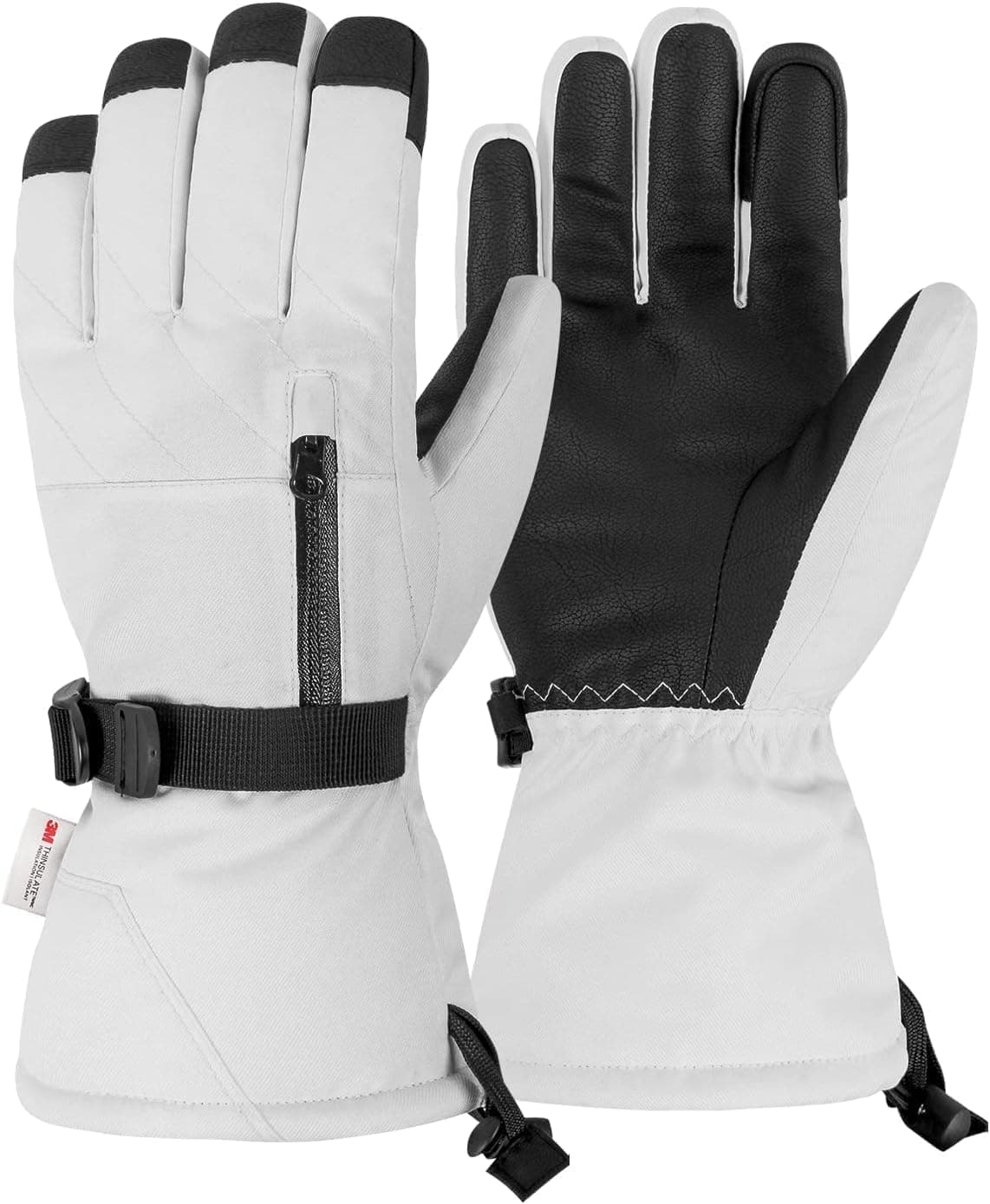 Ski Gloves Touchscreen Men/Women, 3M Insulated Windproof Snow Gloves,Waterproof Snowboard Gloves with Zipper Pocket,Warm Winter Gloves for Cold Weather Hiking & Snowmobiling