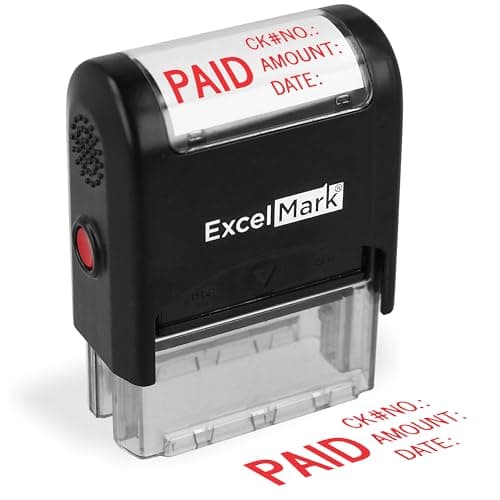 ExcelMark Paid with Check No, Amount, Date - Self Inking Rubber Stamp - A2359