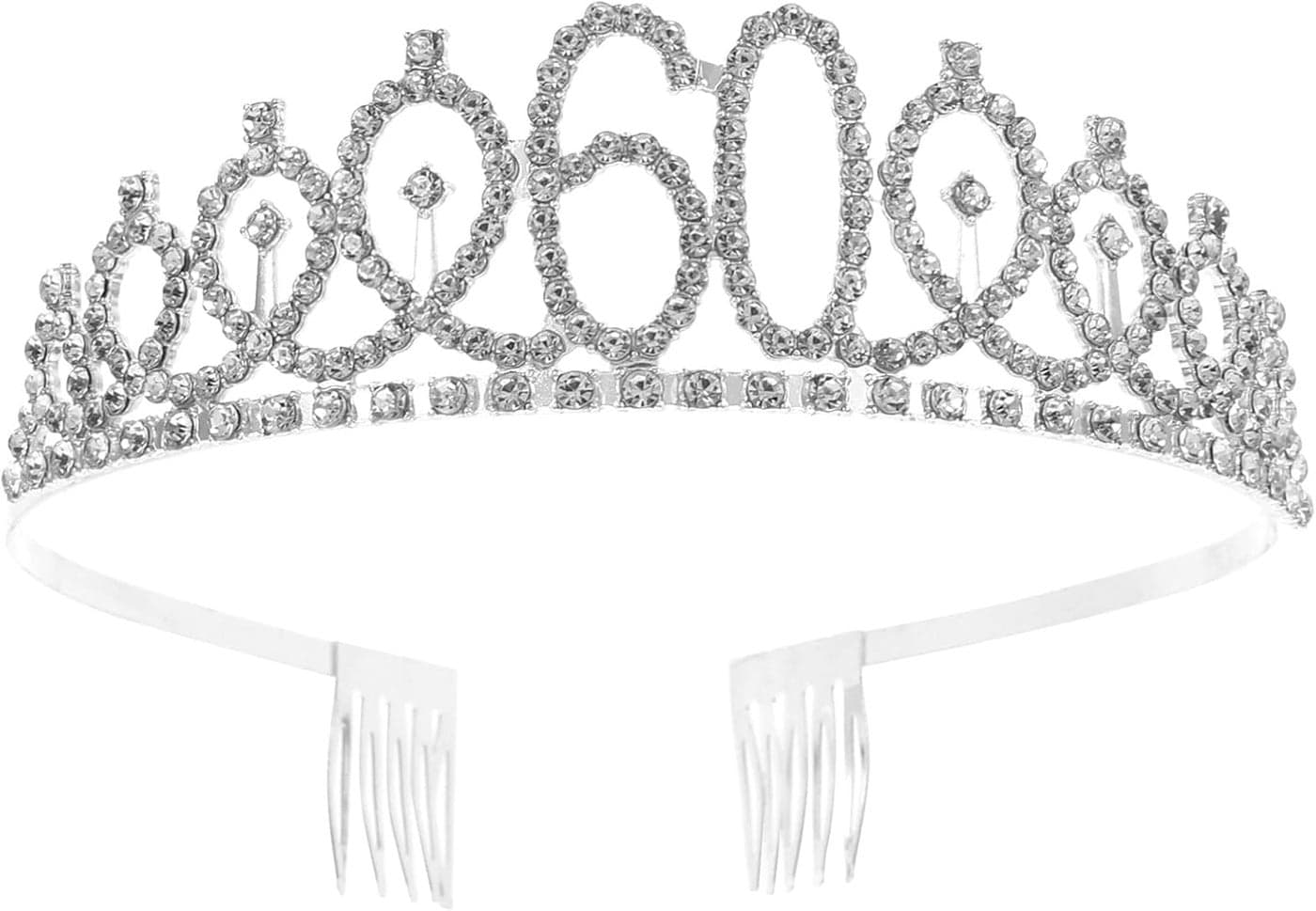 Frcolor Birthday Crowns for Women Rhinestone Birthday Tiara Happy 60th Birthday Queen Headband with Combs for Mother Grandmother