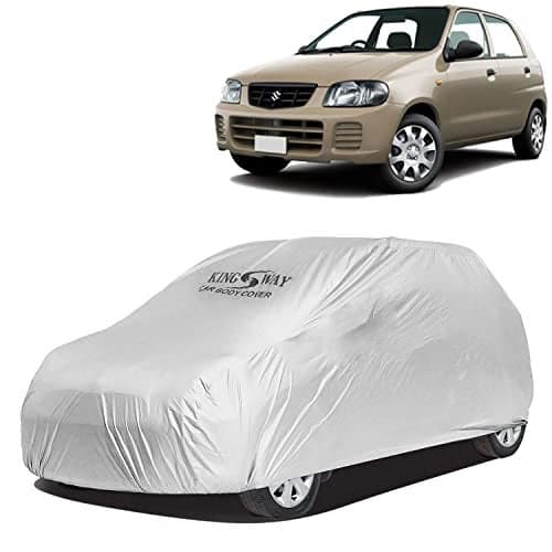 KINGSWAY® Alto Car Body Cover Dustproof for (Year 2000 to 2012) All Model, Compatible with Maruti Suzuki Alto Car Cover, Comes with Bird Droppings, Scratch, UV and Paint Protection, Silver Matty