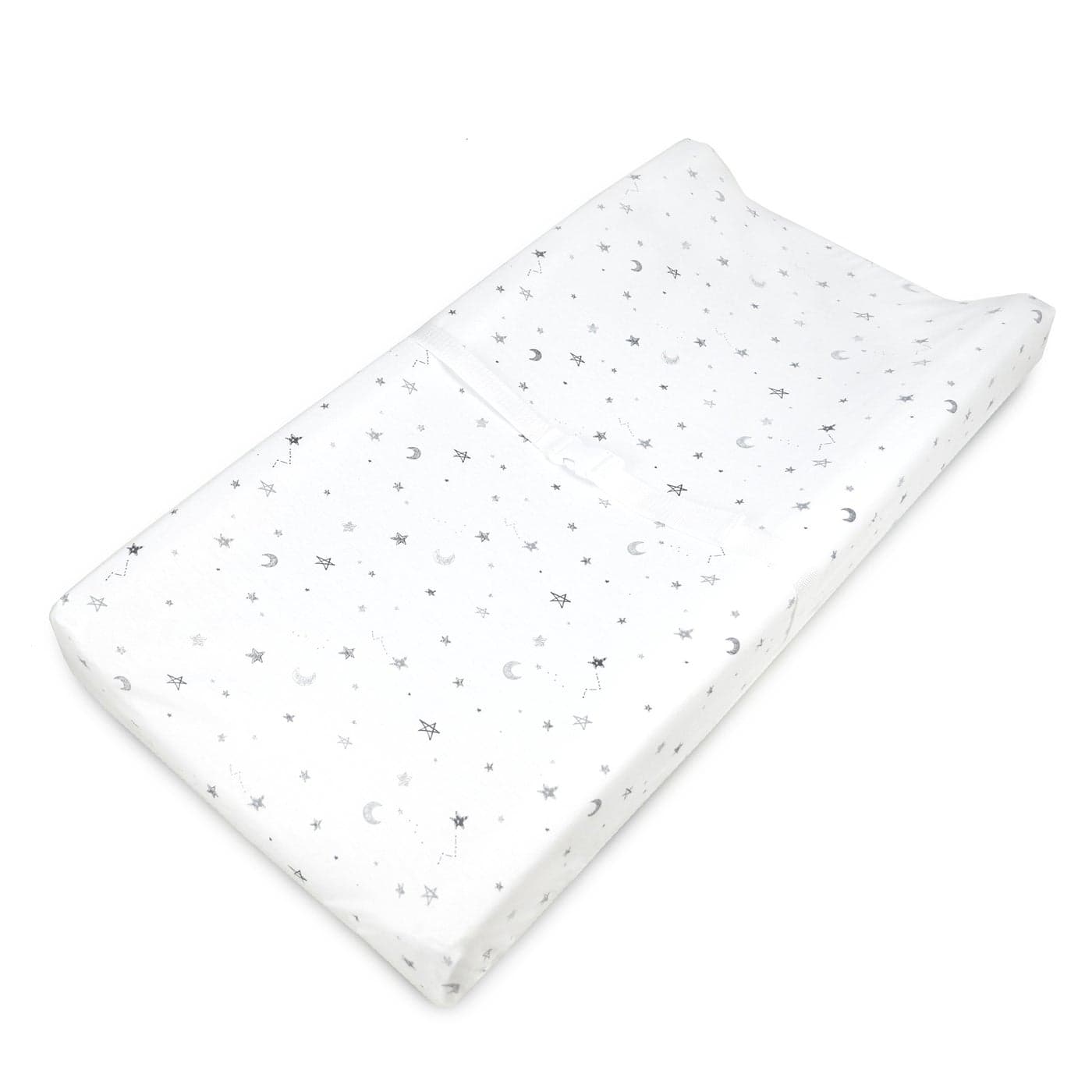 TL Care Printed 100 Cotton Knit Fitted Contoured Changing Table Pad CoverSheet Compatible with Mika Micky Bassinet Gray Stars and Moons for Boys and Girls
