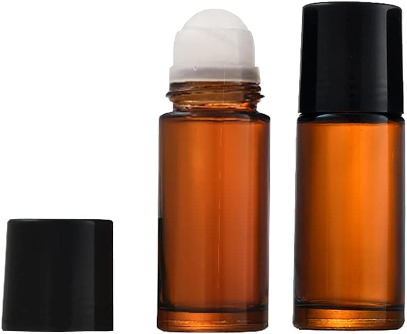 4 Pcs 50ml Glass Essential Oil Roller Bottles Refillable Roll on Bottles Empty Deodorant Bottle Containers Rollerball Bottles for Fragrance Cosmetics