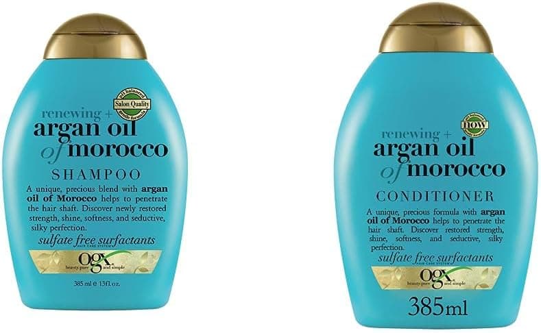 OGX Argan Oil of Morocco Sulfate Free Shampoo for Dry Hair 385 ml Hair Conditioner for Dry Damaged Hair 385ml