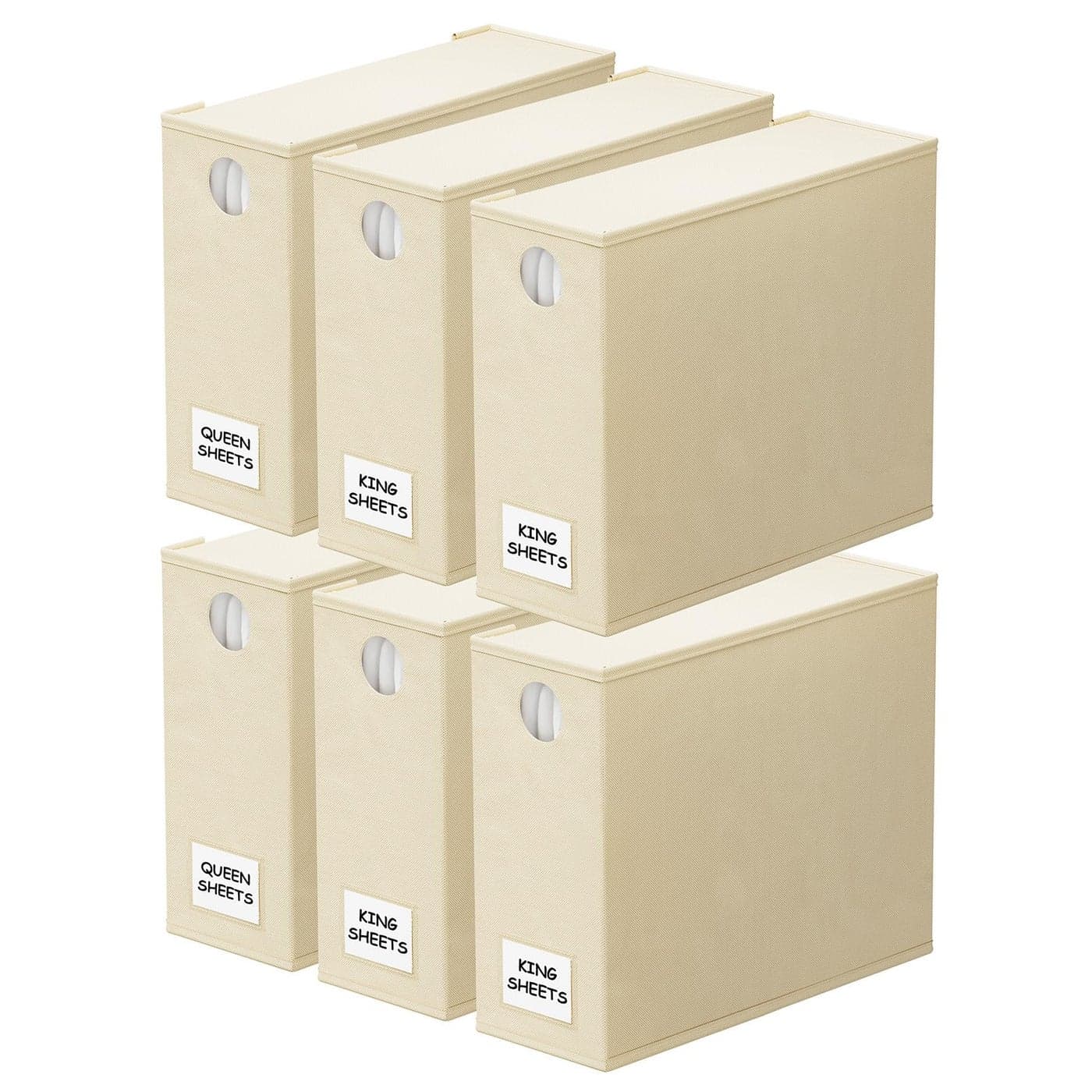 SpaceAid 6 Pack Bed Sheet Organizers and Storage Foldable Sheet Organizer for Linen Closet Sheets Set Folder Keeper with Window XL Queen King Size Bedding Container Beige 6 Pack