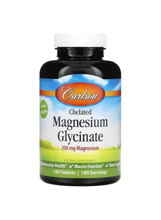 Carlson, Chelated Magnesium Glycinate, 200 mg, 180 Tablets