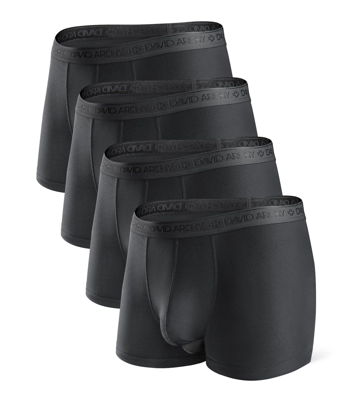 DAVID ARCHY Men's Underwear Ultra Soft Modal Dual Pouch Trunks Support Ball Pouch Bulge Enhancing Boxer Briefs for Men 4 Pack(S, Black)