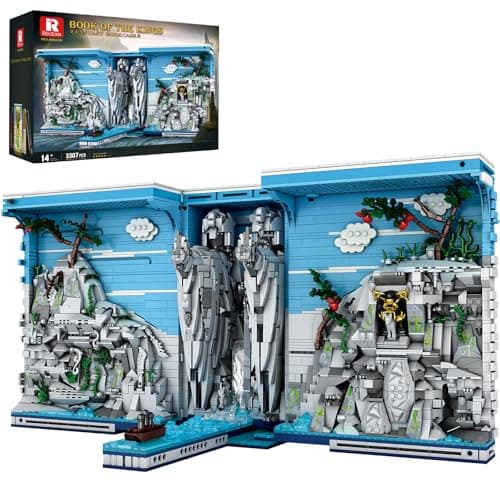 Reobrix Books of The Kings Bookshelf Set with Light Book House Building Kit 66039 Bookshelf Home Decor Movie Theme Style 3307 PCS Bookshelf Model Playset Gift for Boys Girls 14 and Adults