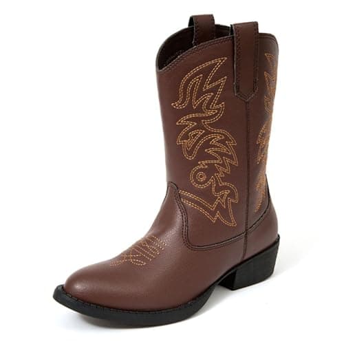 Deer Stags Girls Ranch Western Boot, Dark Brown, 12 Little Kid