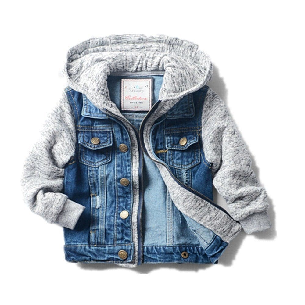 LJYH Boys & girls' Basic Denim Trucker Jackets Children Fall Hoodies Trendy Jeans Coats 3/4yrs 100cm