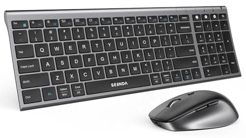seenda Wireless Bluetooth Keyboard Mouse Combo COE401 Rechargeable Silent Keyboard Mouse Compact Slim 3 MultiDevice Connection Compatible for WindowsMac PC Laptop MacBook iPad Black Gray