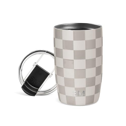 Simple Modern Voyager Tumbler with Flip Lid Travel Coffee Mug Insulated Stainless Steel Cold Brew Iced or Hot Coffee Cup Gifts for Women Men Her Him 12oz Checkmate