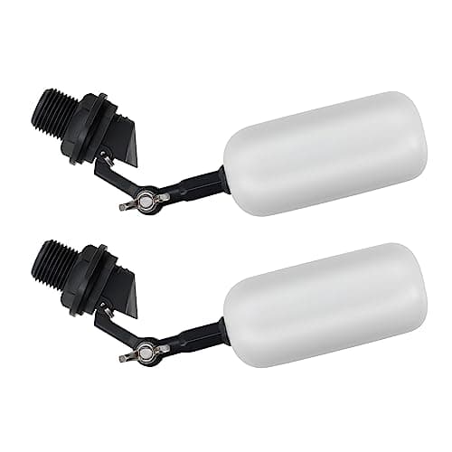 2 Pack Float Ball Valve, 1/2 Inch NPT Thread, OD. 0.84 inch (21.34mm), not 1/2 inch, Adjustable Arm for Livestock Water Trough, Aquariums, Hydroponics - Automatic Fill and Control Water Level