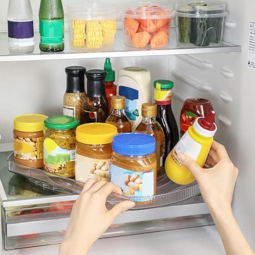 ROWNYEON Lazy Susan Turntable Organizer for Large Refrigerator 360 Rotate Fridge Organizers and Storage 1654 Inches Rectangle Lazy Susan Organizer for Fridge Cabinet Pantry1