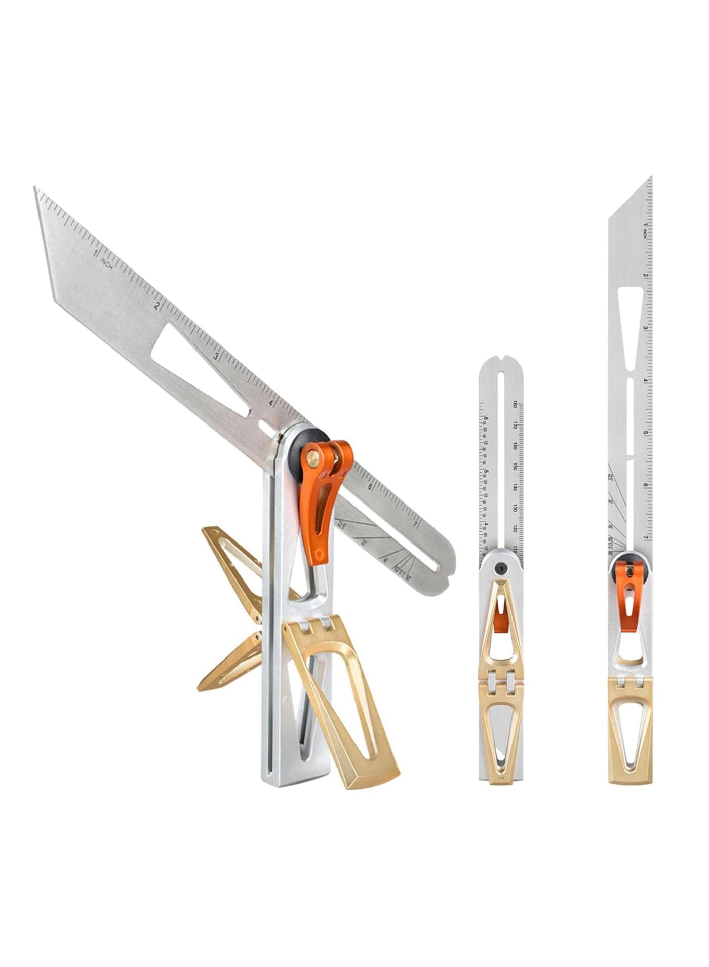 Multifunctional Woodworking Scriber Ruler, T-Type Angle Measuring Tool with Adjustable Dovetail Guide and Dual-Sided Scale for Precision Marking