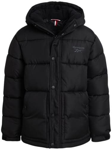Reebok Boys Winter Coat - Heavyweight Quilted Puffer Snow Parka - Weather Resistant Ski Jacket for Boys (8-20), Size 5, Black