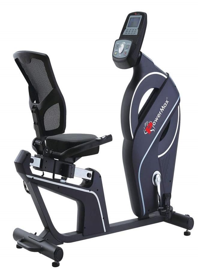 Powermax Fitness Br-900 Exercise Recumbent Bike With Hand Pulse, Adjustable Resistance, Max User Weight 135Kg,9Kg Flywheel For Cardio Training Workout At Home, Black NANone