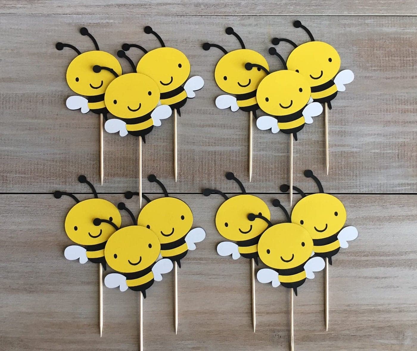 Confetti! 12Pcs Bumble Bee Cupcake Toppers Oh Babee Cupcake Picks Multi Layer Honey Bee Cupcake Picks for Baby Shower Birthday Party Decorations Supplies (Multi Layer)
