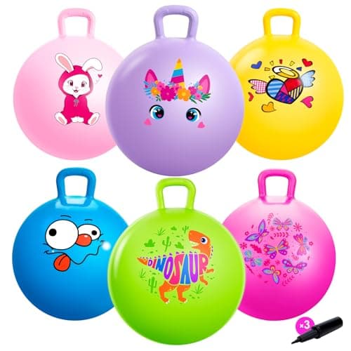 ZOOJOY 6pcs Hopper Balls for Kids 38 18In Bouncy Ball with Handle Sit on Hopping Toys for SportSchoolTeam Active Play Hippity Hop Ball for Indoor Outdoor Games with Pump