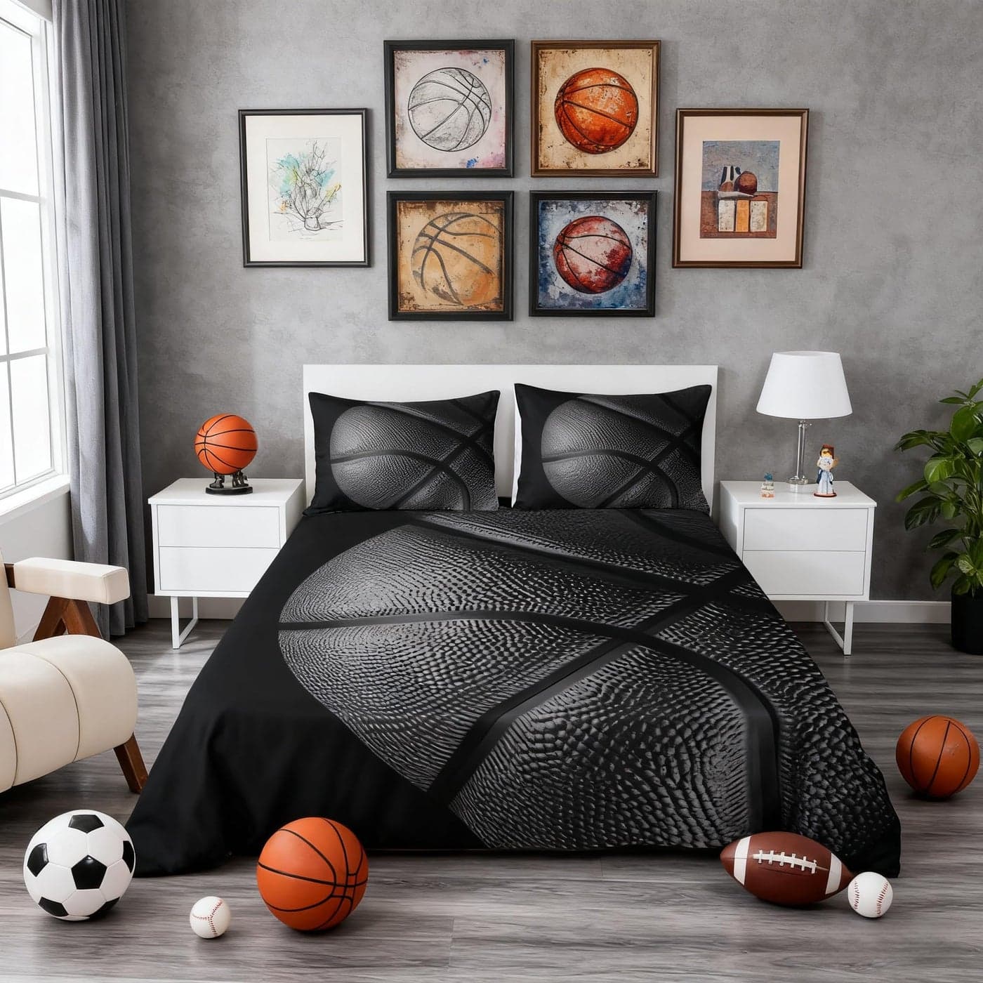 Basketball Game Bedding Sets Twin Size 3D Sports Collections Duvet Cover Set for Kids BoysUltra Soft 2 Pieces Black Comforter Cover Sets1 Duvet Cover 1 Pillow case