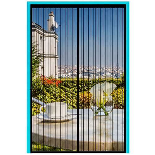FIRGUNY Magnetic Screen Door, Heavy Duty Mesh Screen with Magnets, Door Screen Magnetic Closure for Front Back Patio Doorway, Hands Free, Black