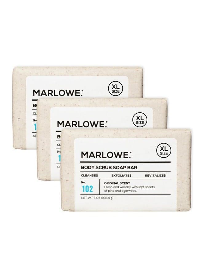 No. 102 Men's Body Scrub Soap 7 oz (3 Bars) | Best Exfoliating Bar for Men | Made with Natural Ingredients | Green Tea Extract | Amazing Scent 7 Ounce (3 Count)