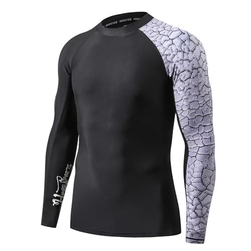 HUGE SPORTS Men's Splice UV Sun Protection UPF 50+ Skins Rash Guard Long Sleeves (Chapped, L)