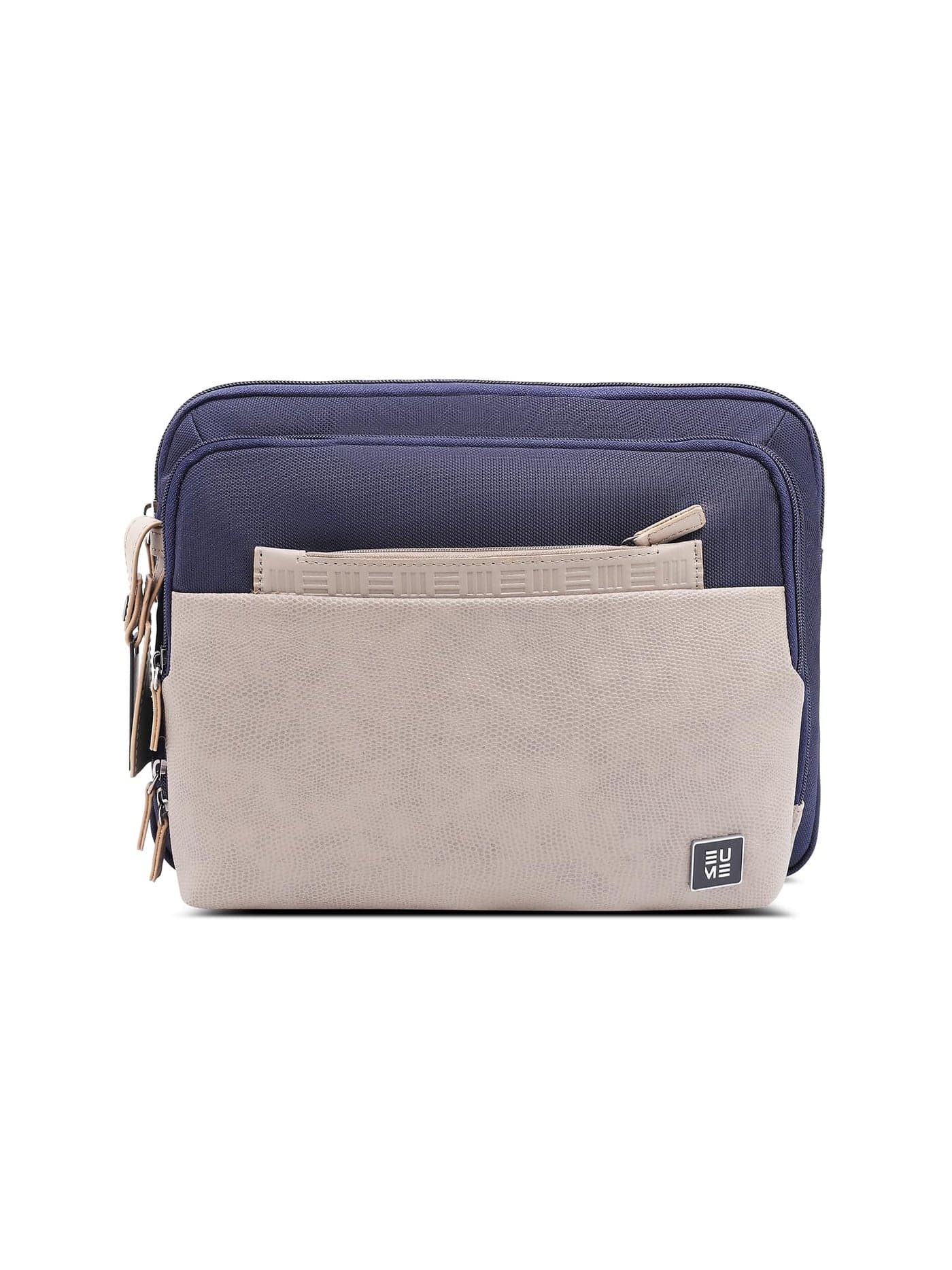 EUME Workport Laptop Sling Bag for Men & Women, Fits MacBook Neo, MacBook Air, iPad & Tablets Up to 13 Inch, Laptop Sleeve Office Bag, Multi Pockets, Vegan Leather & Nylon Fabric, Midnight Blue