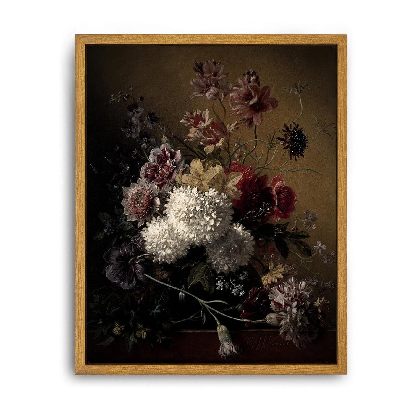 Roslynity Framed Canvas Wall Art Vintage Print Oil Paintings Moody Flowers Still Life Floral Botanical Nature Country Retro Aesthetic Artwork for Home Living Room Bathroom Wall Decor 8x10