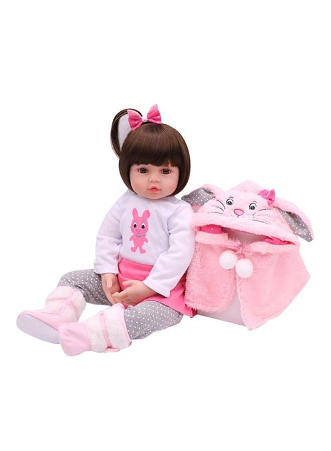 Reborn Baby Doll With Plush Toy 19Inch Eye Color Selection, Pacifier And Bottle 19inch