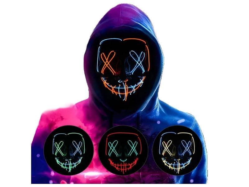 NeoGenius LED Light Up Mask for Halloween, Neon, and Bachelor Party Decoration (Red blue)