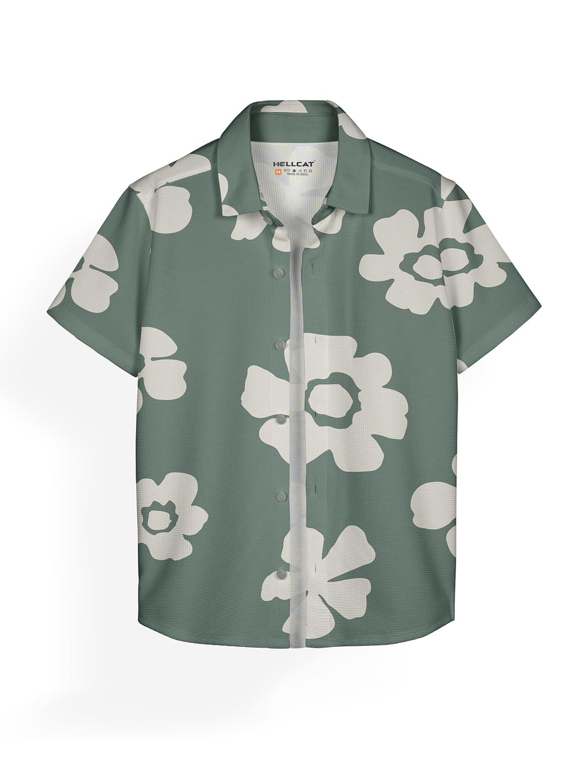 HELLCAT Trendy Regular Fit Printed Causal Half Sleeve Shirt for Boys Green3 11-12 Years