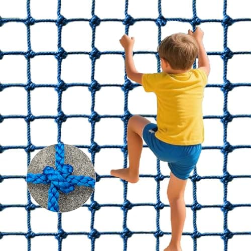 Upgraded Kids' Polyester Climbing Net, 8 Sizes, Heavy-Duty & Exquisite, Ideal for Indoor/Outdoor Playscapes - Treehouse, Gym, Balcony - Enhanced Safety (Navy Blue, 3ft x 6ft)