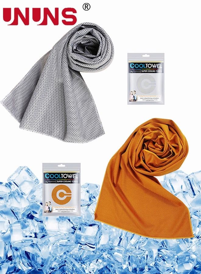 Cooling Towels,2 Pack Cooling Towels For Neck And Face,Microfiber Towel,Soft Breathable Chilly Towel Stay Cool,Sweat Rags For Sports/Gym/Yoga/Pilates/Fitness /Running/Camping Activities,100x30cm