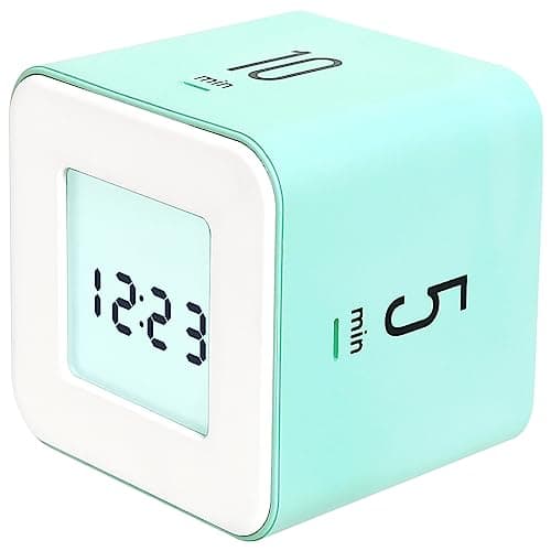 mooas Multi Cube Timer Clock (Mint) Rotating Flip Gravity Sensor Time Management Digital LED Clock & Timer 1, 3, 5, 10 min Setting ADHD Desk Office Productivity Kids Workout Kitchen