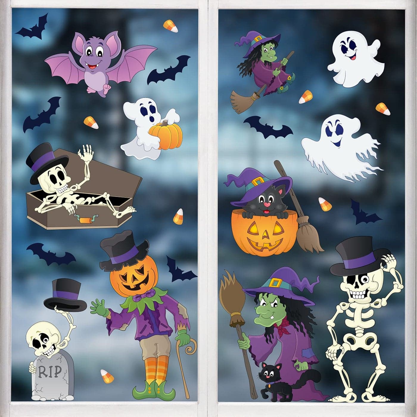 LOKIPA Halloween Window Decorations 8 Sheets Window Decoration Stickers for Glass