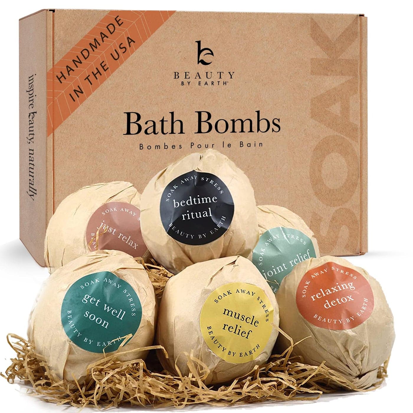 Bath Bombs Gift Set USA Made with Organic Natural Ingredients Relaxing Spa Gifts for Women Men
