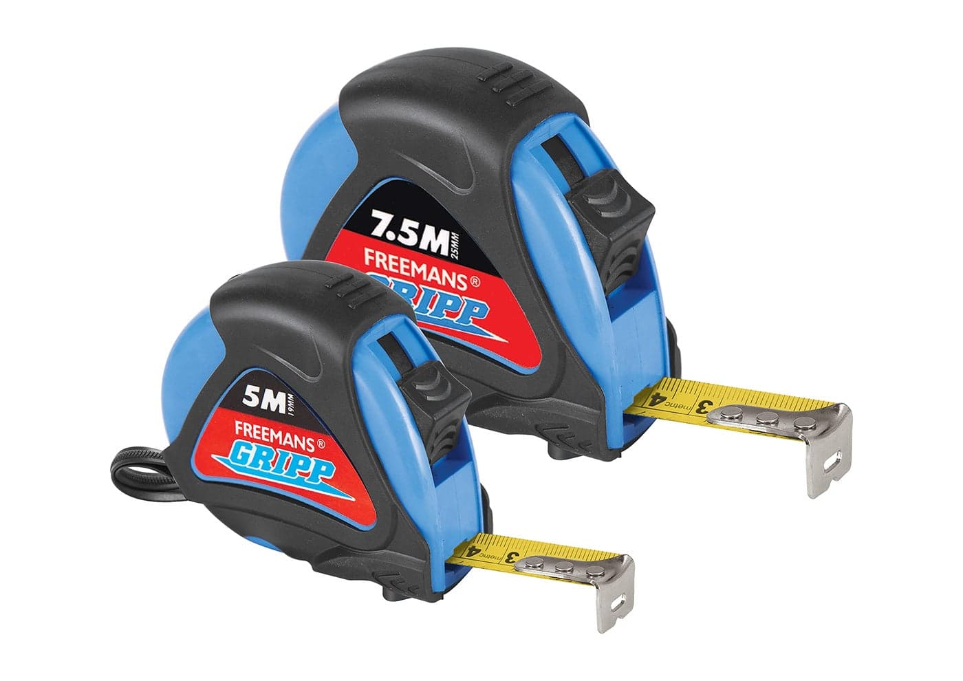 FREEMANS Gripp 5m:19mm and 7.5m:25mm Measuring Tapes