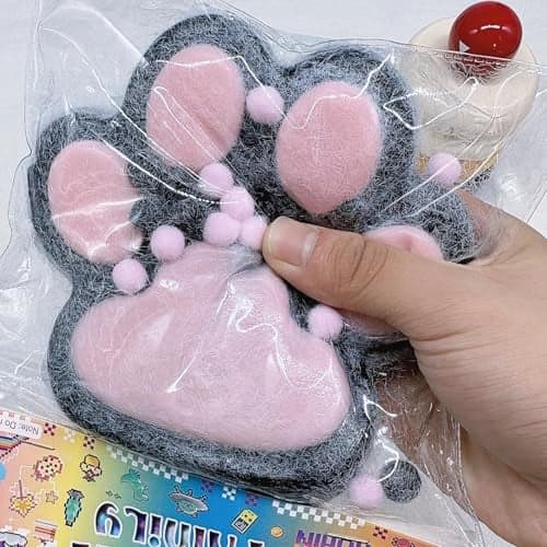 Taba Giant Paw Squishy for Kids Adults Big Furry Cat Paw Squishy Toys for Stress Relief Super Soft Squeeze Fidget Toys BlackPink