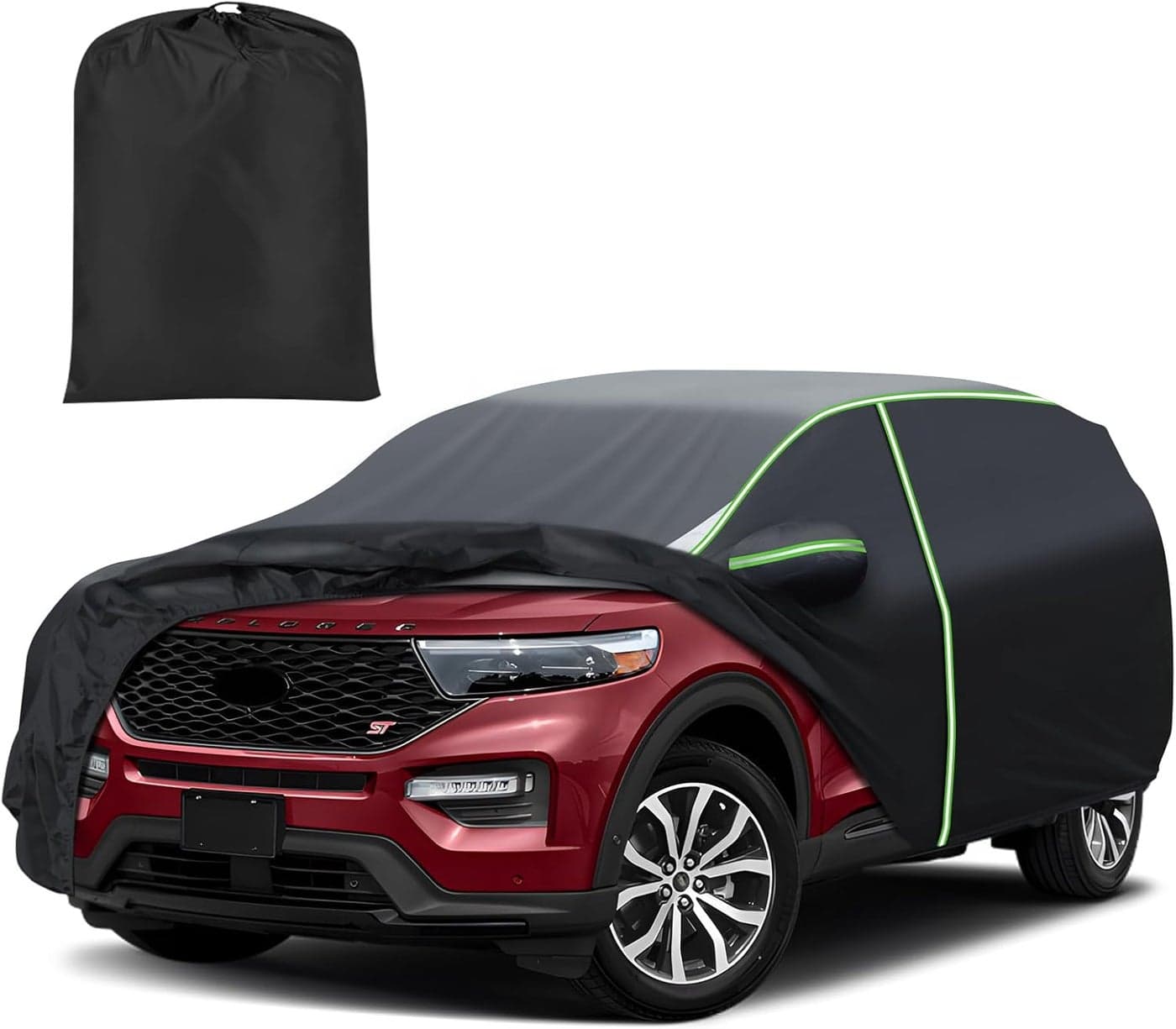 Mixsuper Liner 7 Layers Full Car Cover for Ford Explorer (1995-2026) - Waterproof Outdoor Cover with Zipper Door and Reflective Strips