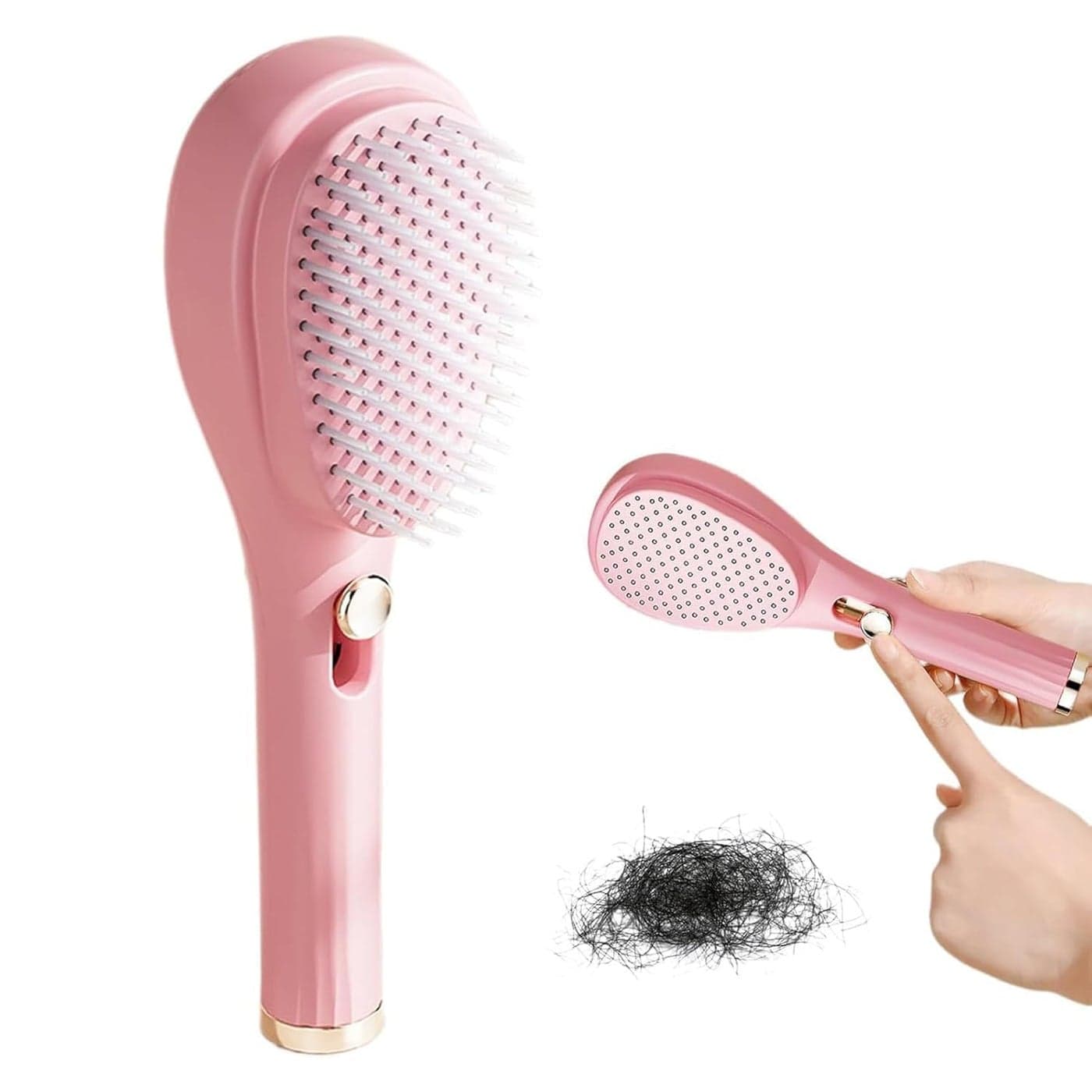 GRILL BUMP SelfCleaning New Big Size Hairbrush 2 in 1 CombTelescopic Self Cleaning Brush OneClick Cleaning Comb One Pull Clean Hairbrush Self Clean Hair Comb Multicolour Pack Of 1