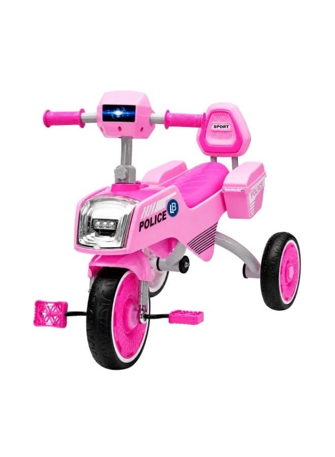 Lovely Baby Kids Tricycle LB 744 with Music & Lights, EVA Wheels, Side Basket, Steel Frame & Comfortable Seat for Toddlers Ages 1–3 Years - Pink