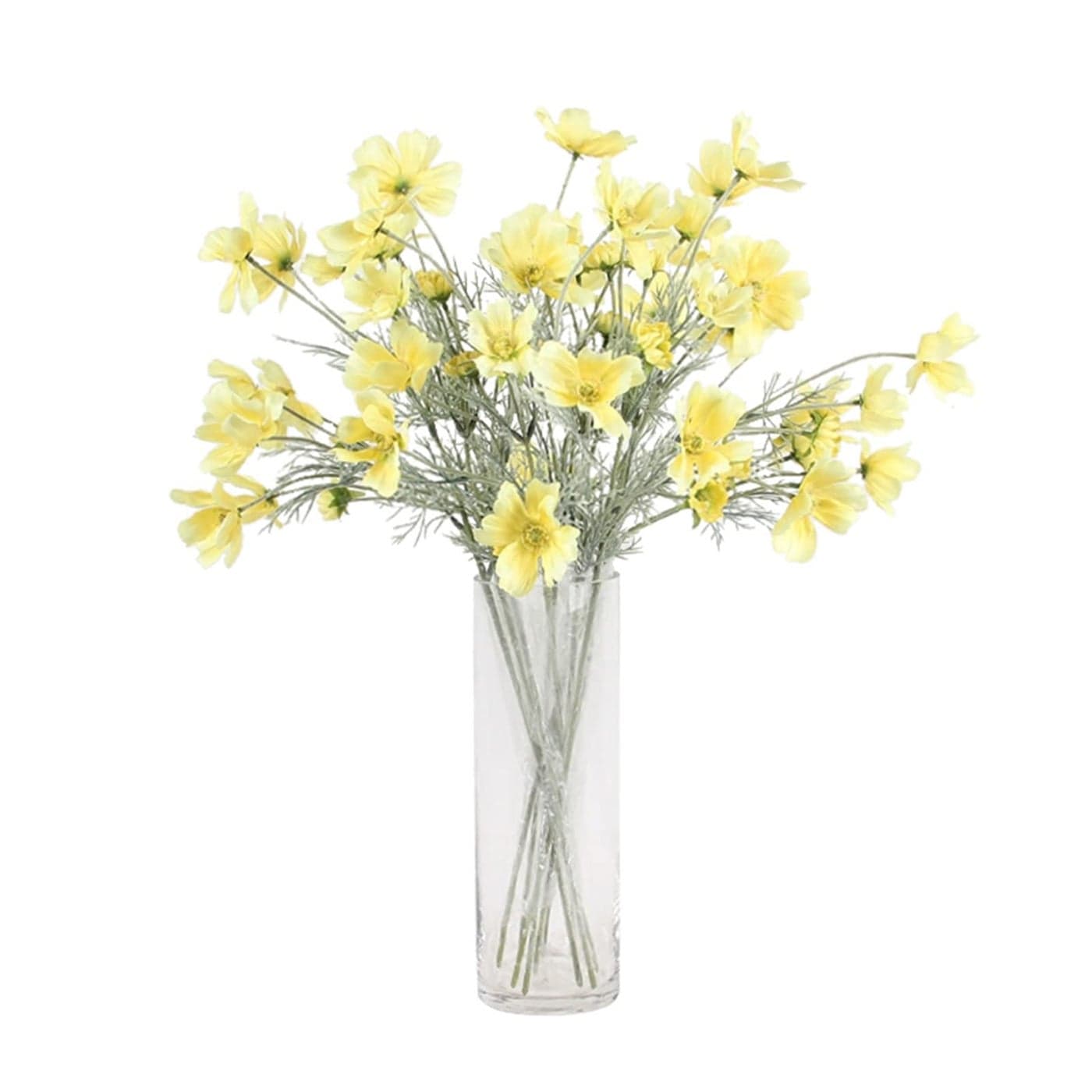 2 Pcs Artificial Fake Flowers Plants Cosmos Silk Flower Arrangements Wedding Bouquets Decorations Plastic Floral Table Centerpieces for Home Kitchen Garden Party Decor Approx 236 High Yellow