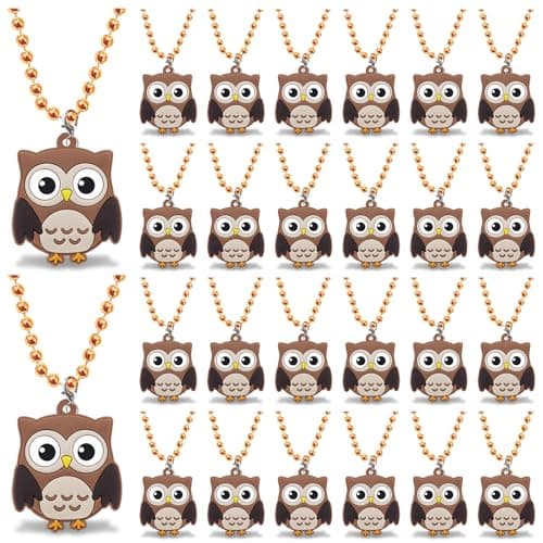 CiciBear 24 Pack Owl Necklace Party Favors with Mardi Gras Beads for Forest Friends Woodland Animals Party Favors Home Decorations Birthday Celebrations