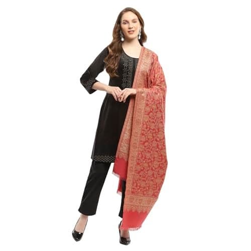 Monte Carlo Womens Self Design Red Shawl (224SHW7042-1-40)
