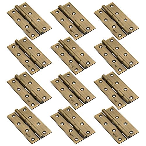 LAPO Door Hinges, 4 Inch x 14 Gauge/1.8mm Thickness, Stainless Steel Butt Hinges, Smooth Silent Operation, Suitable for Bedroom Doors, Cupboards & Windows, 5 Years Warranty, Antique Finish, Pack of 12