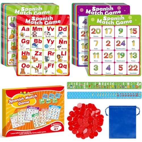 Quilinz Spanish Alphabet Bingo GamesLetterNumberSight Word for KindergartenABC and 123 Bingo Board Match Games for Kids 46Learn Spanish Flash CardsToddler Educational Toys