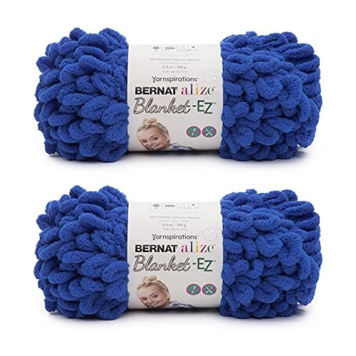 Bernat Alize Blanket-EZ Super Soft Looped Yarn for Beginners, Hand Knitting- No Needles or Hooks Needed, Bright Blue 2 Pack