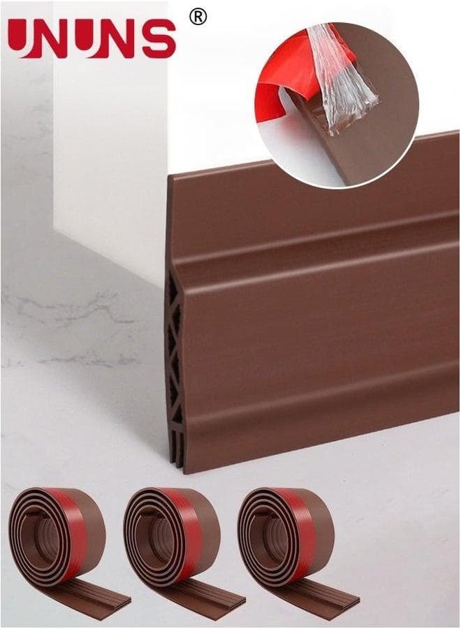 Pack Of 3 Under Door Draft Stopper For Exterior, Self Adhesive Foam Blocker - Brown