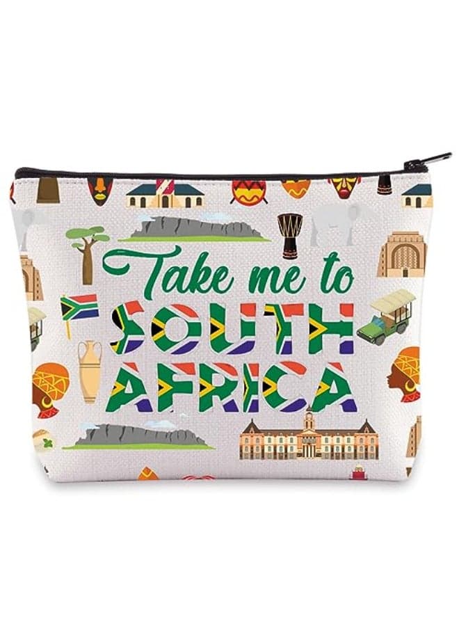 LEVLO South Africa Symbols Travel Cosmetic Bag South Africa Souvenir Gift Take Me To South Africa Makeup Zipper Pouch Bag For Traveler Take Me To South Africa
